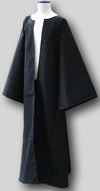 Robe made from black cotton twill with hood removed. Made in USA.